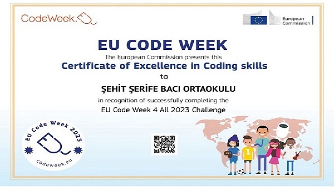 Avrupa Code Week 2023 Mükemmellik Sertifikamız